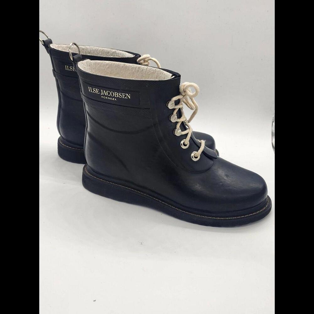 Ilse Jacobsen Women's Short Rubber Winter Rain Boots Black EU 39 US 9 RUB2